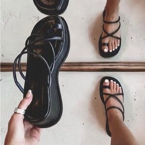 Never worn! Platform Black Strappy Sandals